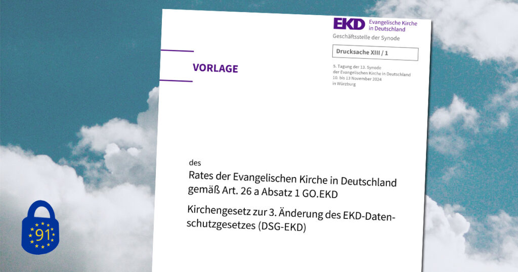 Titelseite der EKD-Synoden-Drucksache XIII / 1: »VORLAGE des Rates der Evangelischen Kirche in Deutschland gemäß Art. 26 a Absatz 1 GO.EKD Kirchengesetz zur 3. Änderung des EKD-Datenschutzgesetzes (DSG-EKD)«