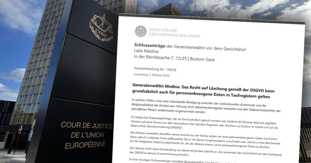 Pressemitteilung zu den Schlussanträgen vor dem Gebäude des EuGH